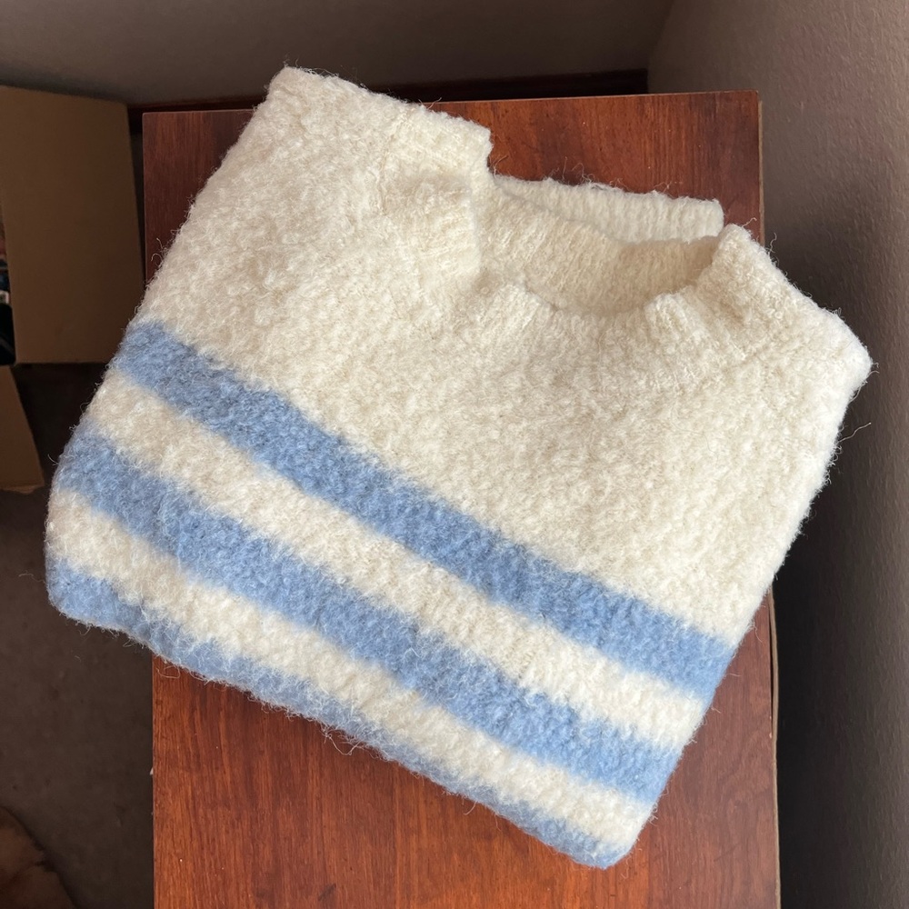 Universal Thread Cream and Blue Striped Sweater